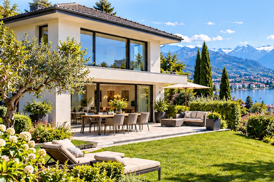 Villa familiale avec jardin et vue lac